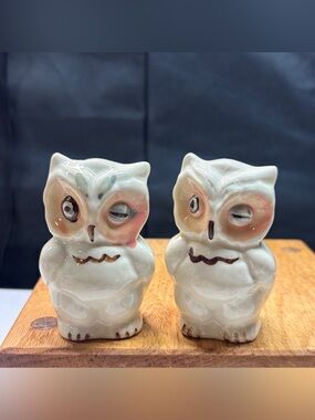 Shawnee Pottery Winking Owl Salt and Pepper Shakers Vintage 1940's USA